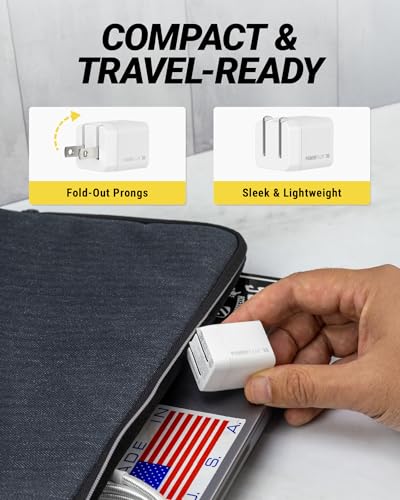 Scosche PowerFlux 30W USB-C Charger Block, Fast Charging GaN USB-C Wall Charger with Foldable Plug, Power Delivery PPS Compatible with iPhone 17/16, Samsung Galaxy, Google Pixel, MacBook, iPad & More
