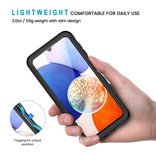 Lanhiem for Samsung Galaxy A14 5G Case, IP68 Waterproof Dustproof, Built-in Screen Protector, Heavy Duty Full Body Protective Phone Case for Galaxy A14 5G, Blue/Clear - color: Blue