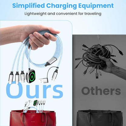 4in2 3 X USB C Cable Multi Charging Cable for iWatch Charger, 5FT - color: B1-Square, size: 1PCS&5FT