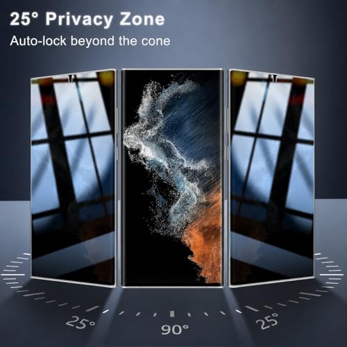 2+2 Pack for Samsung Galaxy S22 Ultra Privacy Screen Protector and Lens Protector, Ultrasonic Fingerprint Unlock, Easy Installation Frame, Anti Spy Flexible Soft Film, Case Friendly, Bubble-Free