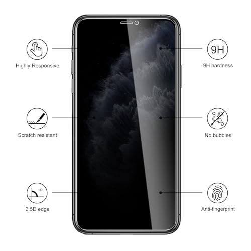 3 Pack Privacy Screen Protector for iPhone 11 Pro/iPhone Xs/iPhone X, 9H Hardness Double Shatterproof Anti-Spy Tempered Glass Film, Easy Installation - size: iPhone 11 Pro/iPhone Xs/iPhone X