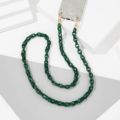 Phone Crossbody Chain CellPhone Lanyard, Acrylic Shouder Strap Universal Lanyard Chain with Tether Patches Compatible with Most Phones Bag Purse (Begie - color: O