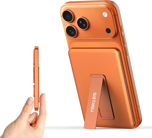 SIXTHGU Magnetic Slim Portable Charger with Stand, PowerMag, 5000mAh Wireless Power Bank[Alloy-Made], PD 20W Fast Charging, Compatible with iPhone 17/16/15/15 Pro/15 Pro Max, iPhone 14/13/12 Series