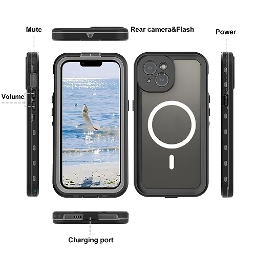 Full Body Case for iPhone 15 Plus 6.7 Inch,Waterproof DirtProof DropProof Snowproof Anti-Scratch Clear Magnetic Rugged Built-in Screen Protector Heavy Protect,Black-Gray - size: iPhone 15 Plus 6.7inch