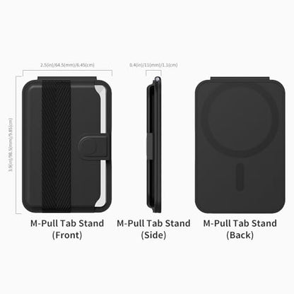 Sinjimoru Pull Tab Magnetic Wallet Stand for MagSafe, Card Holder, Black - color: Black