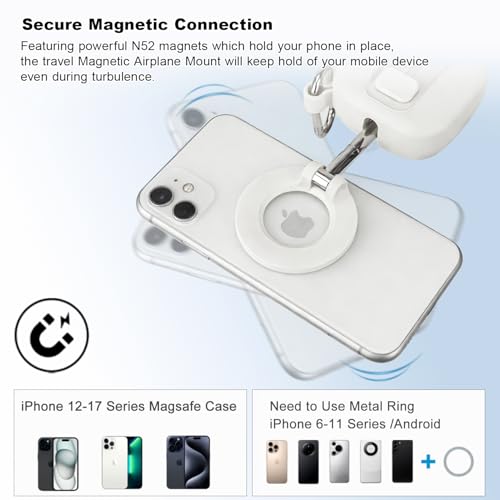 koolehaoda Magnetic Airplane Phone Holder for MagSafe Travel Essentials - color: White