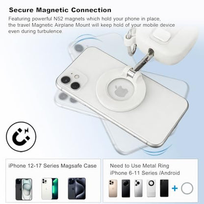 koolehaoda Magnetic Airplane Phone Holder for MagSafe Travel Essentials - color: White