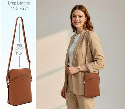 Small Crossbody Bag with Gold Hardware, Mini Shoulder Purse with Adjustable Strap - color: Tan