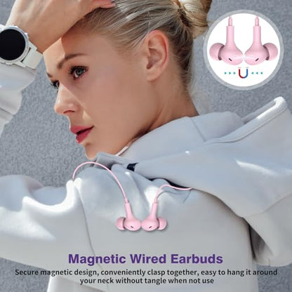 USB C Headphones for iPhone 18 Pro Max 17 16 15/Galaxy S26 FE Wired Earbuds - color: Rose-Pink