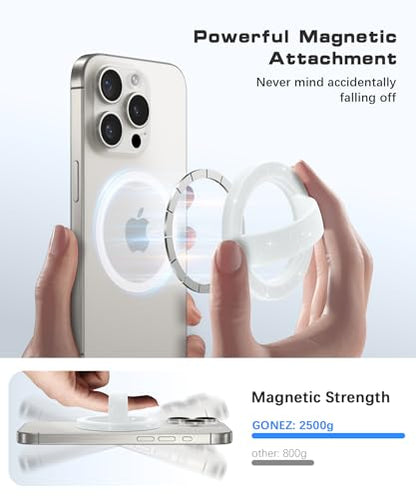 GONEZ Magnetic Phone Grip Compatible with MagSafe, Removable Silicone Loop Grip, Phone Ring Holder for Back of Phone for iPhone 17/16/15/14/13/12 Series, Glitter White - color: Glitter White