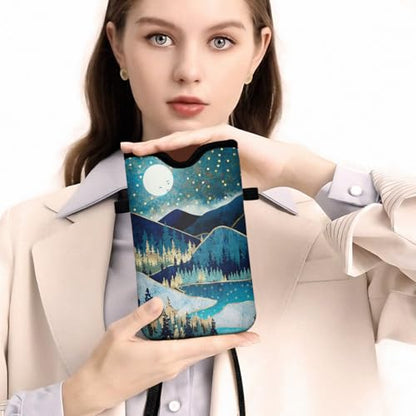 Universal Phone Sleeve Pouch with Crossbody Strap 7.6 X 4.3 Inches Shockproof Water Resistant Mobile Protection Bag-Mountain Green Neoprene Phone Pouch Bag - color: Mountain Green-Phone Pouch