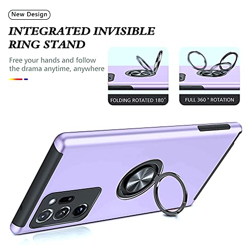 for Note 20 Ultra Case, Samsung Galaxy Note 20 Ultra Case with Self Healing Flexible TPU Screen Protective [2 Pack], Military Grade Invisible Kickstand Case for Samsung Note 20 Ultra 5G-Purple - color: YX- Purple