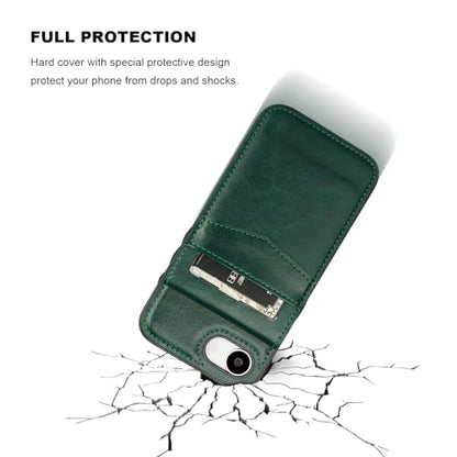 KIHUWEY for iPhone 17e/16e Wallet Case Card Holder Kickstand, Dark Green | Credit Card Slots, PU Leather, Magnetic Clasp, Flip Heavy Duty Protection Cover for Men and Women - color: Dark Green