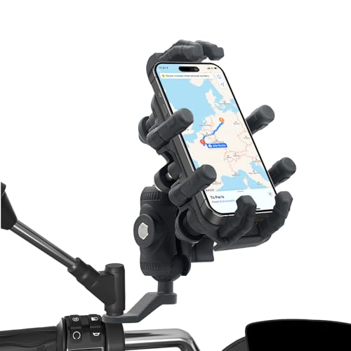 Shkalacar Motorcycle Phone Holder with Vibration Dampener, 360° Adjustable Rotation, Anti-Theft Motorcycle Phone Mount Cellphone Holder, Cell Phone Holder Motorbike Mount