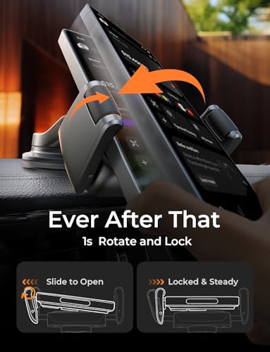 LISEN Suction Phone Mount for Car, [Ultra Suction & Less Fuss] Car Phone Holder Mount Vacuum Dashboard Phone Holder, Car Cell Phone Holder for iPhone 18 Pro Max 17 16 15 Air with Case Galaxy S26 S25 - color: Black