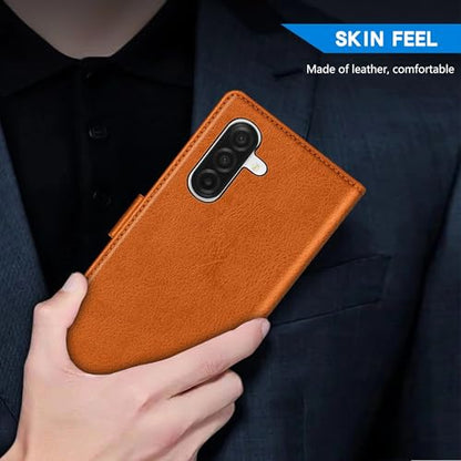 ZZXX for Samsung Galaxy A17 5G Wallet Case with [RFID Blocking] Card Slot Kickstand Magnetic Closure PU Leather Flip Fold Protective Phone Case for Samsung Galaxy A17(Brown-6.7 inch) - color: Brown
