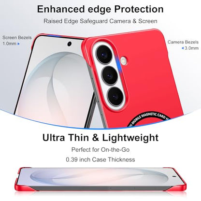 Frameless Slim Case for Samsung Galaxy S26, Silky Touch, Hard PC Matte Back, Exposed Sides Compatible with Mag-Safe, Anti-Scratch Shockproof Protective Cover for Samsung S26 5G (Red) - color: Red