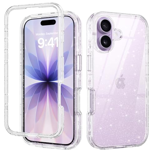 DUEDUE for iPhone 17 Case Clear, Glitter Anti-Yellowing Shockproof Protective Transparent Cover Bling Sparkle Phone Case for iPhone 17 6.3", Clear/Glitter - color: Clear/Glitter, size: for iPhone 17 6.3"