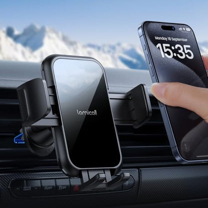 Lamicall 2026 Wider Clamp & Metal Hook Car Phone Holder Vent Accessories - color: NEW Upgraded - Lucite Black