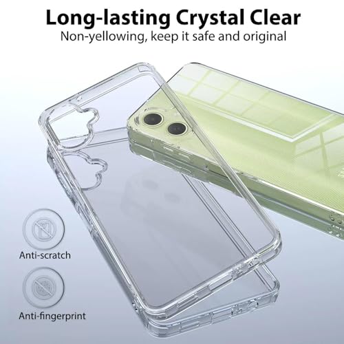 for Samsung Galaxy A06 5G Case Crystal Clear Slim Hard Case Hybrid Shockproof Bumper with Tempered Glass Screen Protector Full Body Anti-Yellow Anti-Scratch Phone Protective Cover - color: Galaxy A06 5G