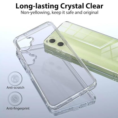 for Samsung Galaxy A06 5G Case Crystal Clear Slim Hard Case Hybrid Shockproof Bumper with Tempered Glass Screen Protector Full Body Anti-Yellow Anti-Scratch Phone Protective Cover - color: Galaxy A06 5G