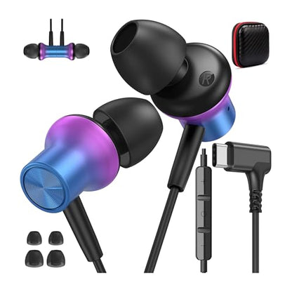 USB C Headphones Wired for iPhone 18 Pro Max Duo 17 Air 16 15 Plus/iPad - color: GradPurple