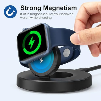 Upgraded for Apple Watch Charger, Foldable Travel Fast Charging Dock - color: Black