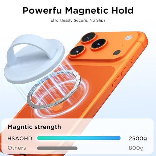 Magnetic Phone Grip Ring, Compatible with MagSafe, Upgraded Liquid Silicone for Secure Comfort, Rotating Finger Loop Ring Grip Holder for iPhone 17/16/15/14/13/12 Pro Max Plus, Baby Blue - color: Baby Blue