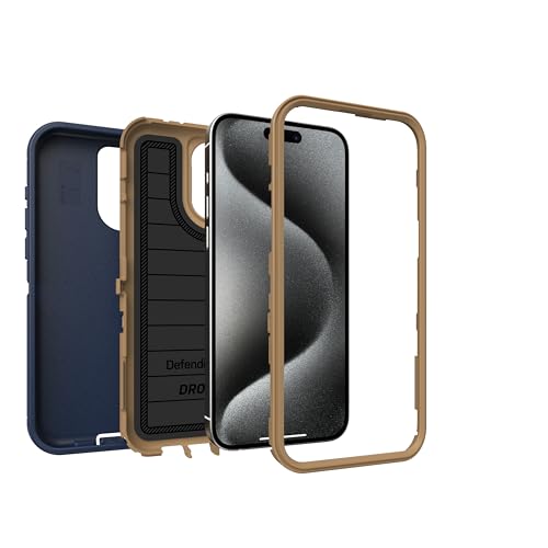 OtterBox iPhone 15 Pro Max (Only) - Defender Series Case - Blue Suede Shoes - Screenless - Rugged & Durable - with Port Protection - Holster Clip Includes - Microbial Defense Protection - color: Blue Suede Shoes