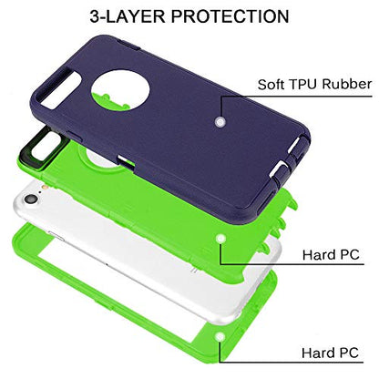 MAXCURY for iPhone 6 Case, for iPhone 6s Case, Heavy Duty Shockproof Series Case with Built-in Screen Protector Compatible with All US Carriers - Navy/Lime - color: Navy/Lime