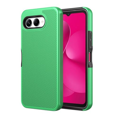 for T-Mobile REVVL 8 Phone Case with Tempered Glass Screen Protector,Dual Layer Heavy Duty Shockproof Protection Cover (Green) - color: Green