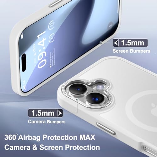 Newfuture Magnetic for iPhone 17 Case Matte Shockproof, Frosted White | Military Drop Protection, Slim Matte Anti-Fingerprint, Compatible with Magsafe, Camera Guard, Translucent Protective Cover - color: Frosted White, size: iPhone 17 6.3 inch