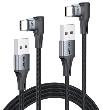 SUNGUY Right Angle USB A to USB C Cable 6FT 2Pack,90 Degree USB C to USB A - size: 6FT+6FT