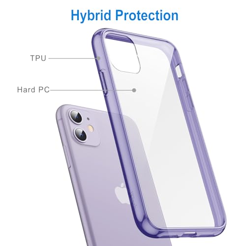 JETech Case for iPhone 11, Anti-Yellowing, Deep Purple | Shockproof Protection, Scratch Resistant Hard PC Back, Durable Transparent TPU Bumper - color: Deep Purple