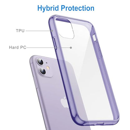JETech Case for iPhone 11, Anti-Yellowing, Deep Purple | Shockproof Protection, Scratch Resistant Hard PC Back, Durable Transparent TPU Bumper - color: Deep Purple