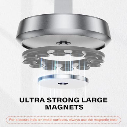 A2C Gym Magnetic Phone Holder, Aluminum Alloy Phone Mount with Suction Cup - color: Silver