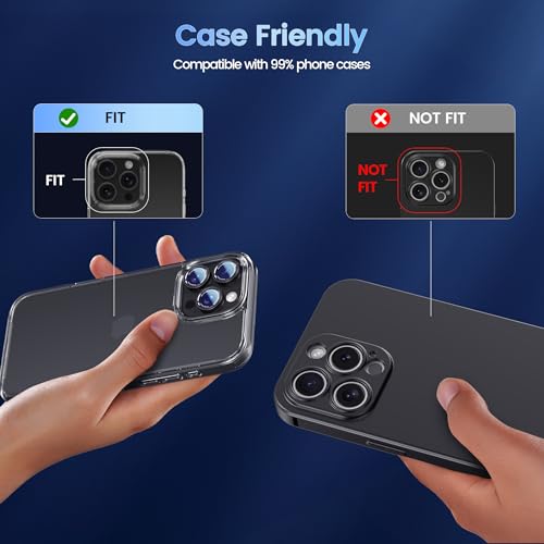 CACOE Camera Lens Protector for iPhone 14/15/16/17 Pro/Pro Max Cover - color: Black