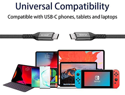USB-C to USB-C Cable (15FT 2PACK 60W) Long Cable, Fast Charging - color: Grey, size: 15FT