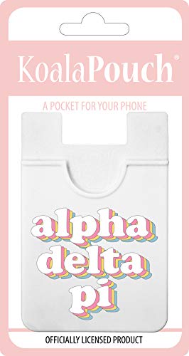 Sorority Shop Alpha Delta Pi Koala Pouch - Retro Design Card Holder For Phone Case- Phone Wallet Stick On - Ultra-Thin and Lightweight Phone Case Wallet - Holds Cards and Cash - size: 2.25"W x 3.25"L