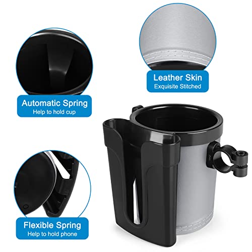 Accmor 3-in-1 Bike Cup Holder with Cell Phone Keys Holder, Bike Water Bottle Holders, Universal Bar Drink Cup Can Holder for Bicycles, Motorcycles, Scooters, Black Grey - color: Black Grey