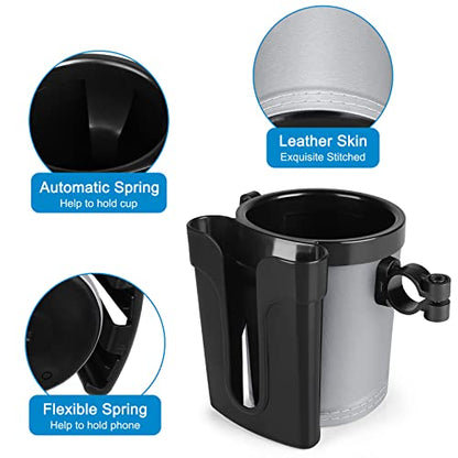 Accmor 3-in-1 Bike Cup Holder with Cell Phone Keys Holder, Bike Water Bottle Holders, Universal Bar Drink Cup Can Holder for Bicycles, Motorcycles, Scooters, Black Grey - color: Black Grey