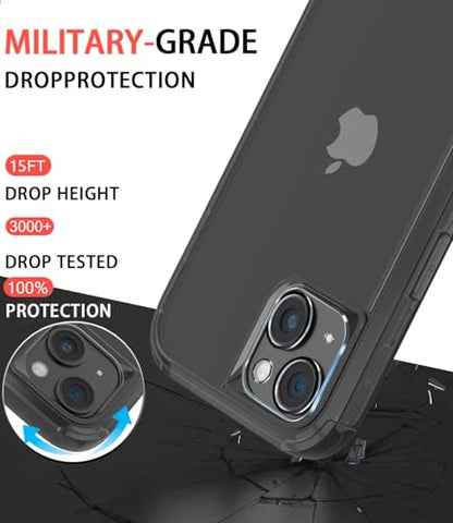 Diverbox for iPhone 13 Case [Shockproof] [Dropproof] [with Screen Protector ] 3in1 Heavy Duty Protection Phone Case Cover for Apple iPhone 13 (High Gloss Black) - color: High Gloss Black
