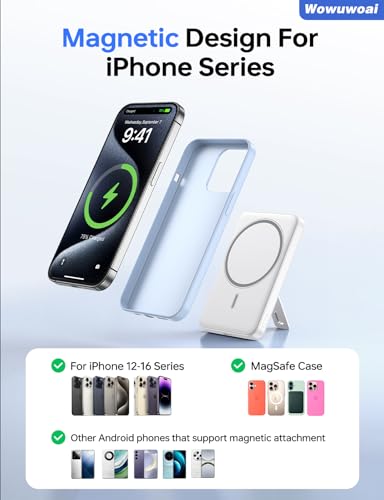 for Magsafe Portable Charger, 10000mAh Wireless Power Bank, White - color: White
