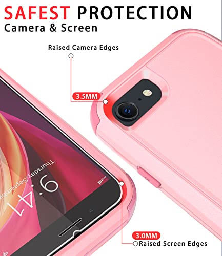 Diverbox Designed for iPhone SE case with Screen Protector Heavy Duty Shockproof Shock-Resistant Cases for Apple iPhone se Phone 2022/2020 Release (Pink) - color: Pink