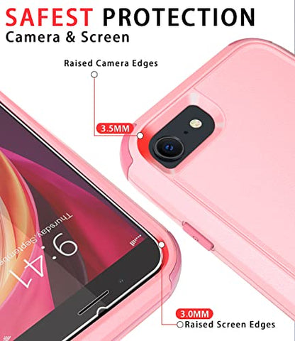 Diverbox Designed for iPhone SE case with Screen Protector Heavy Duty Shockproof Shock-Resistant Cases for Apple iPhone se Phone 2022/2020 Release (Pink) - color: Pink