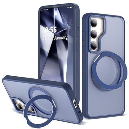 for Samsung Galaxy S24 Case with 360° Spin Stand,Blue | 360° Spin Magnetic Ring Stand,Compatible with Magsafe,Military Protection Phone Case - color: Blue, size: Samsung Galaxy S24