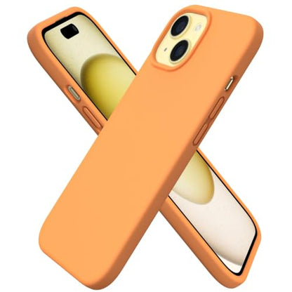 ORNARTO Compatible with iPhone 15 Case 6.1, Slim Liquid Silicone 3 Layers Full Covered Soft Gel Rubber Phone Case, Anti-Scratch Shockproof Protective Cover 6.1 Inch, Marigold - color: Marigold