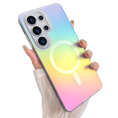 Cute Case for Samsung Galaxy S26 Ultra Case, Gradient Iridescent | Compatible with Magsafe, Aesthetic Girly Translucent Blue & Pink Glitter Rainbow Magnetic Phone Cover for Women Girls - color: Gradient Blue & Pink, size: Samsung Galaxy S26 Ultra