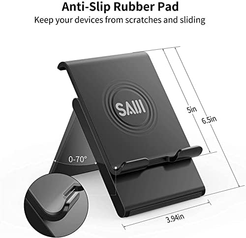 SAIJI Adjustable iPad Stand for Desk Portable Foldable Tablet Stand -Black - color: Black