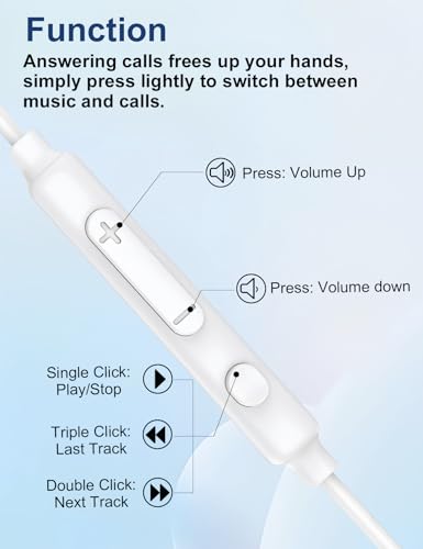 MAS CARNEY Wired Earbuds in-Ear Headphones with Mic for iPhone, School, MP3 - color: White